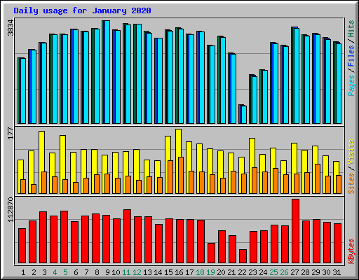Daily usage for January 2020