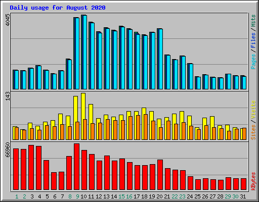 Daily usage for August 2020