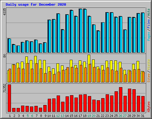 Daily usage for December 2020