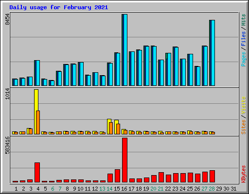 Daily usage for February 2021