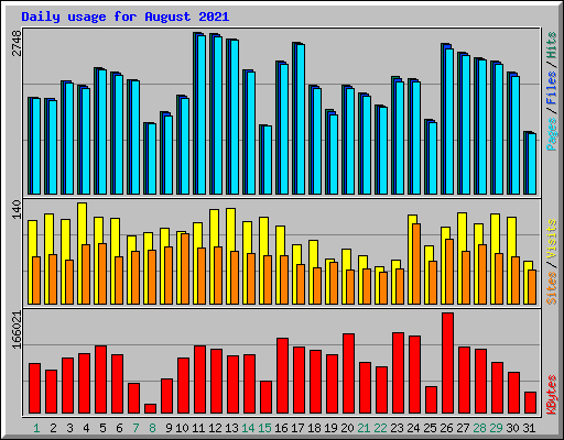 Daily usage for August 2021